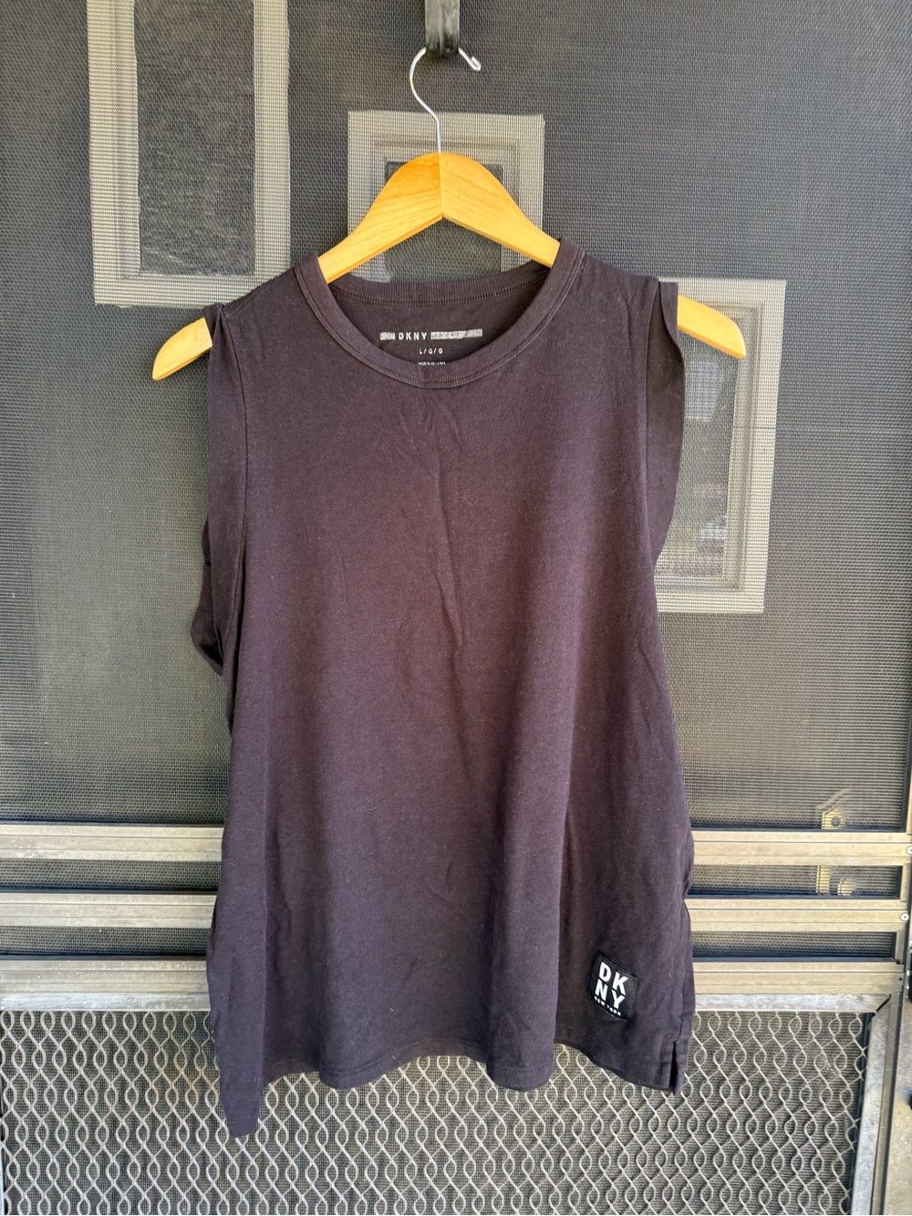 DKNY Black Cotton Muscle Tank with Small Logo